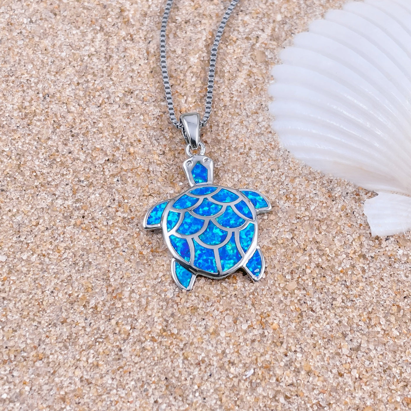 Opal Floating Sea Turtle Necklace