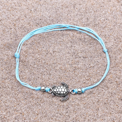 Teal Sea Turtle Surfer Anklet