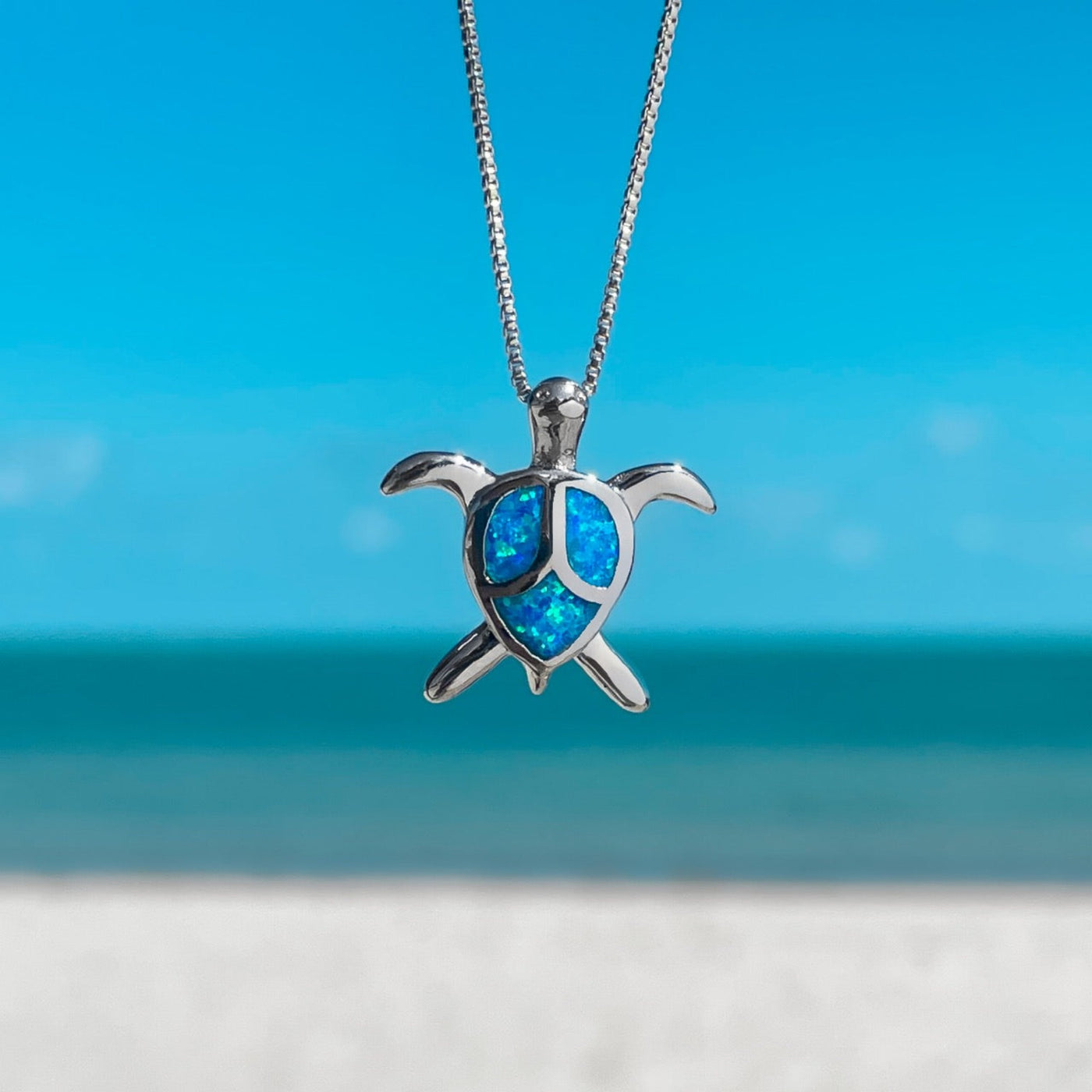Adorable Opal Sea Turtle Necklace