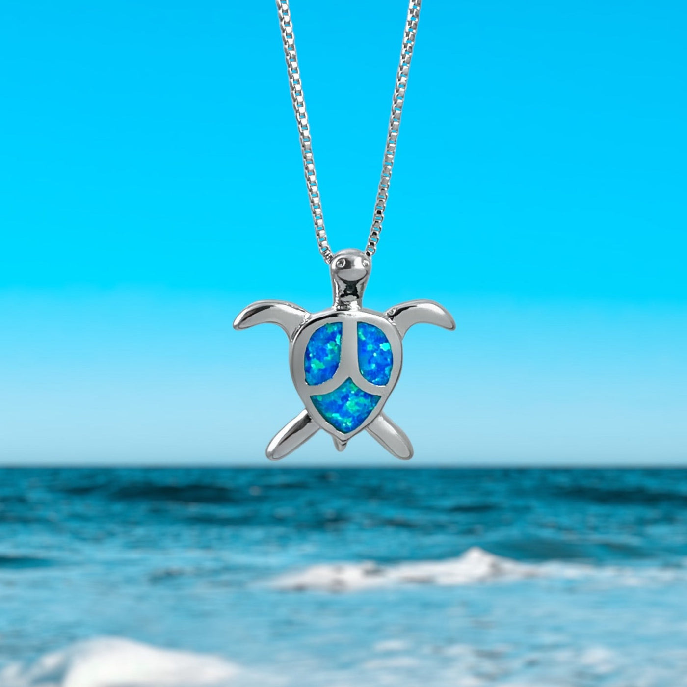 Adorable Opal Sea Turtle Necklace