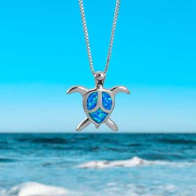 Adorable Opal Sea Turtle Necklace