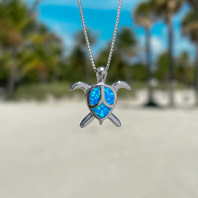 Adorable Opal Sea Turtle Necklace