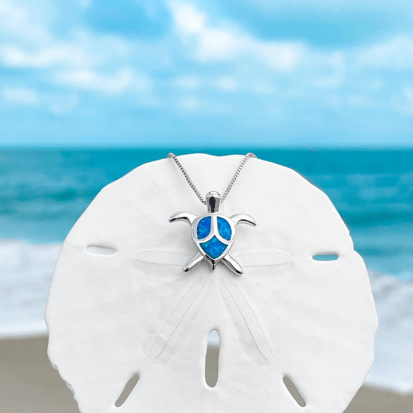 Adorable Opal Sea Turtle Necklace