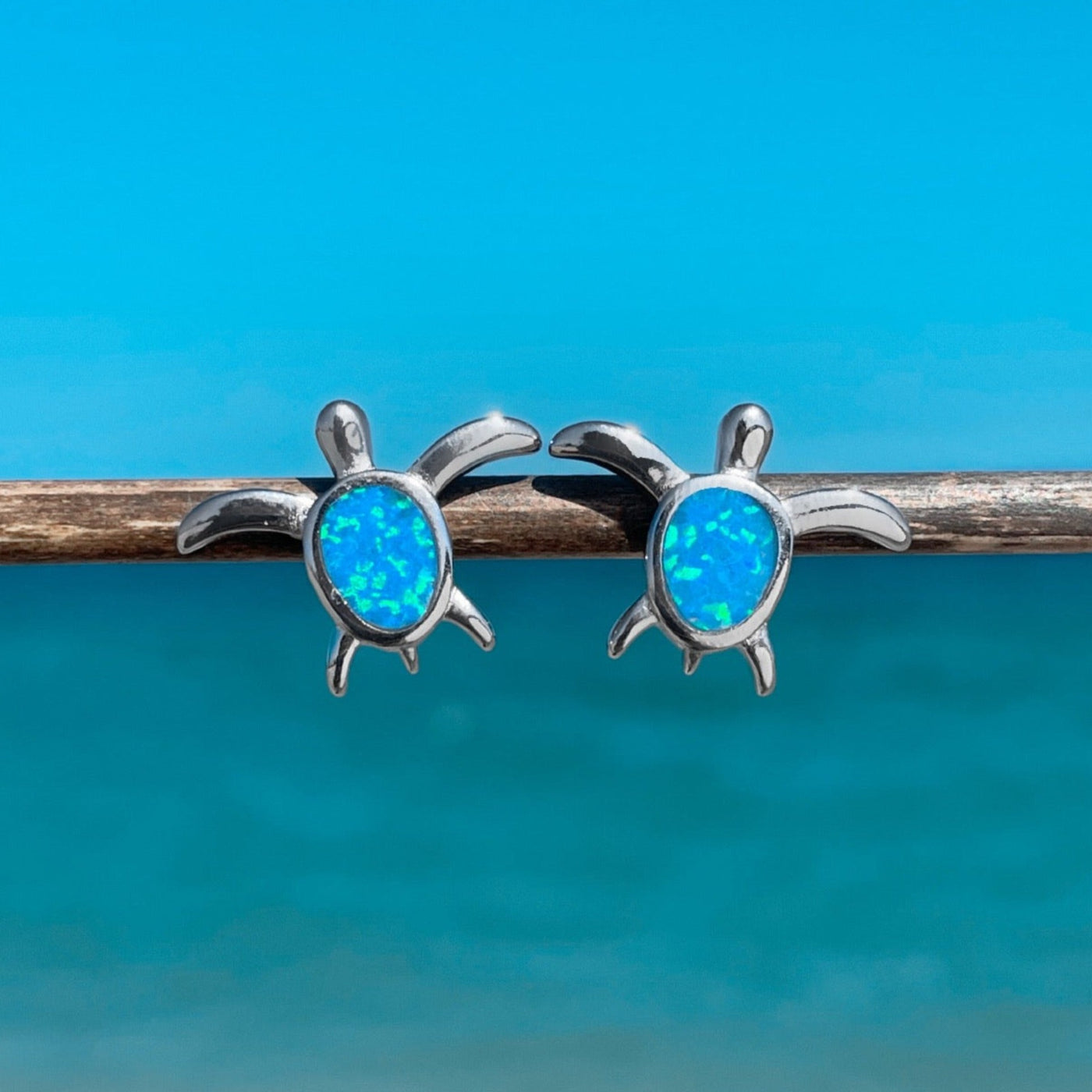 Adorable Opal Sea Turtle Stud Earrings