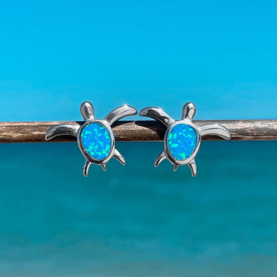 Adorable Opal Sea Turtle Stud Earrings