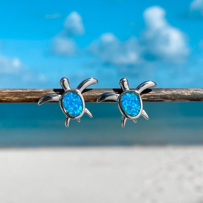 Adorable Opal Sea Turtle Stud Earrings