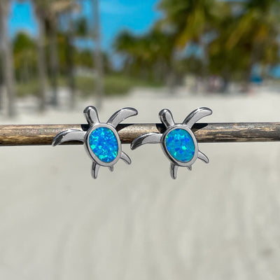 Adorable Opal Sea Turtle Stud Earrings