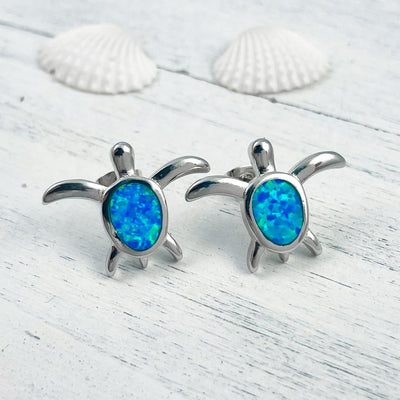 Adorable Opal Sea Turtle Stud Earrings