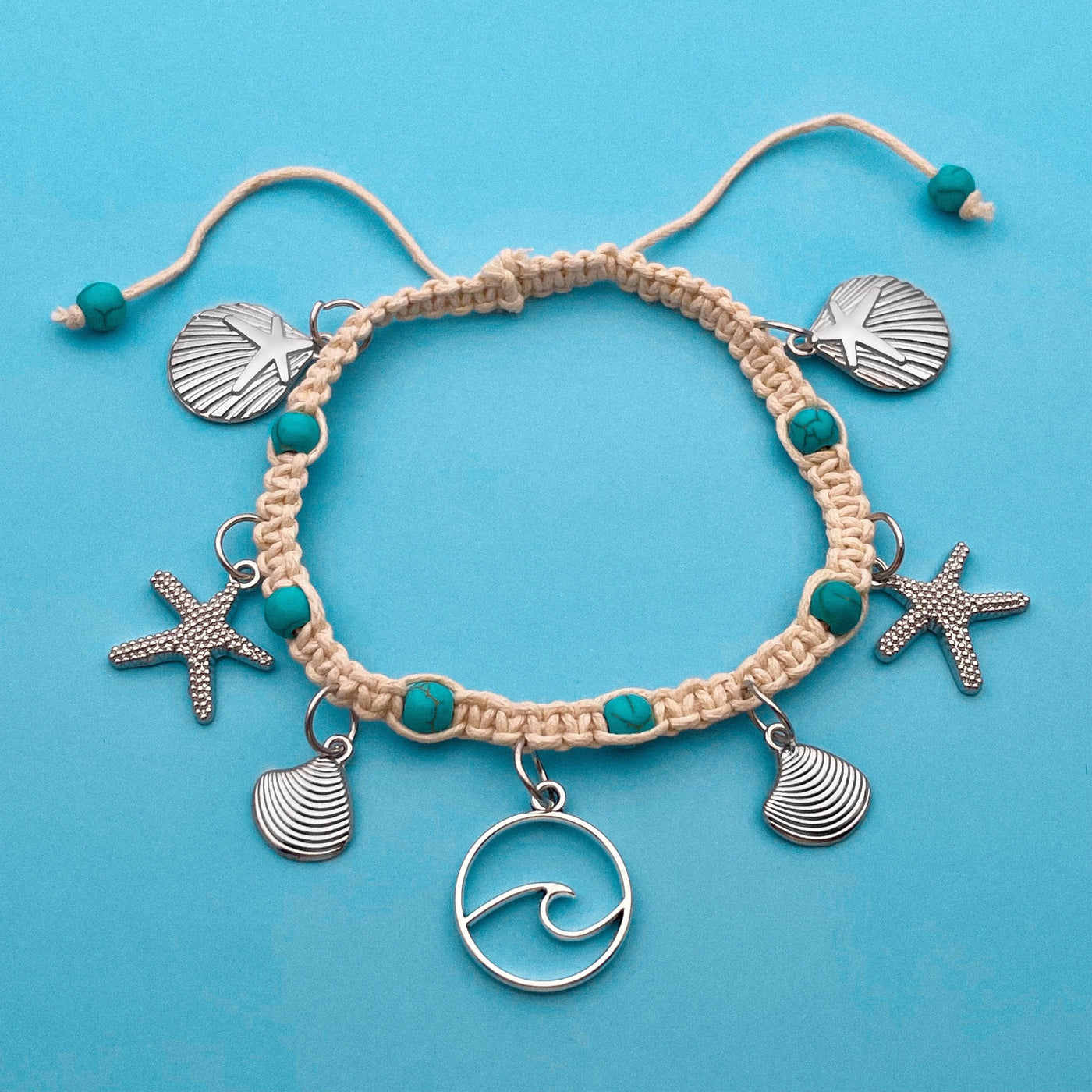 Boho Woven Ocean Charm Anklet
