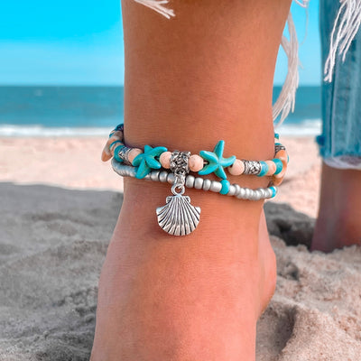 Boho Sea Shell Charm Anklet