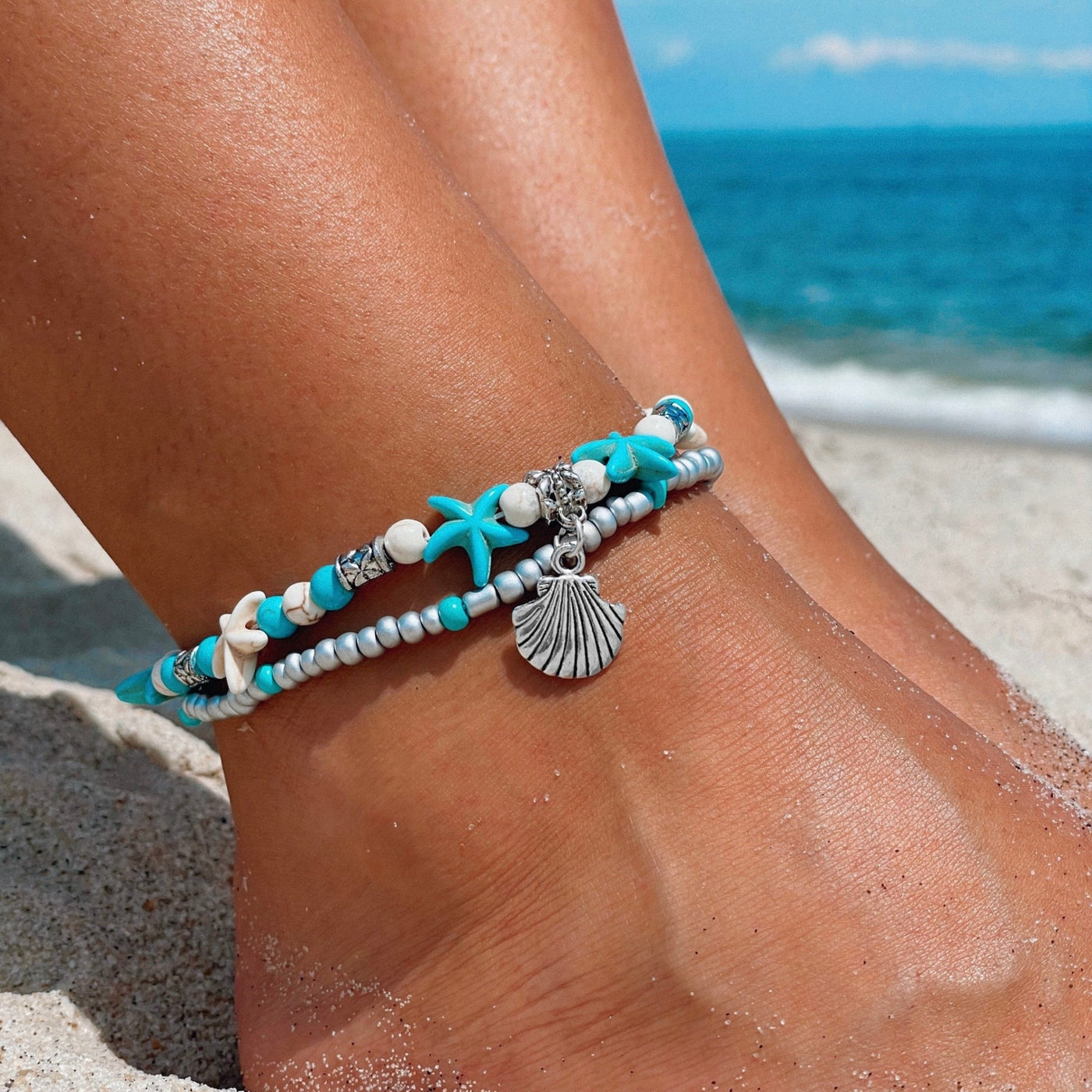Boho Sea Shell Charm Anklet