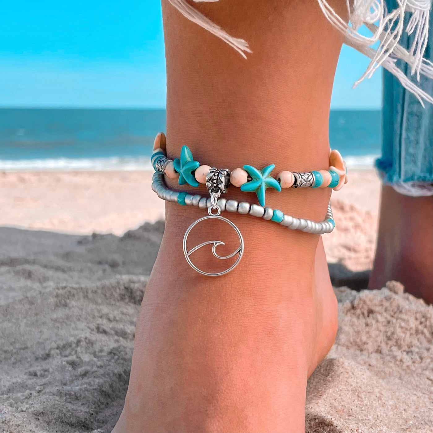 Boho Wave Charm Anklet