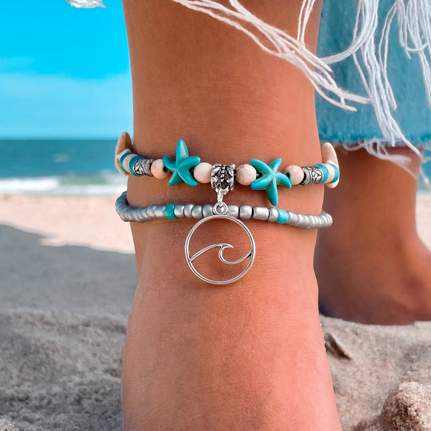 Boho Wave Charm Anklet