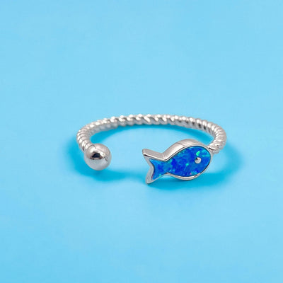 Cute Opal Fish Ring