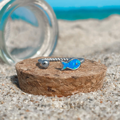 Cute Opal Fish Ring