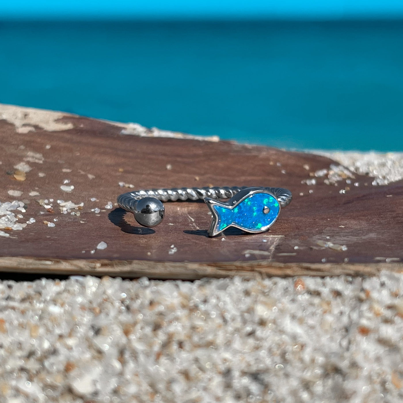 Cute Opal Fish Ring