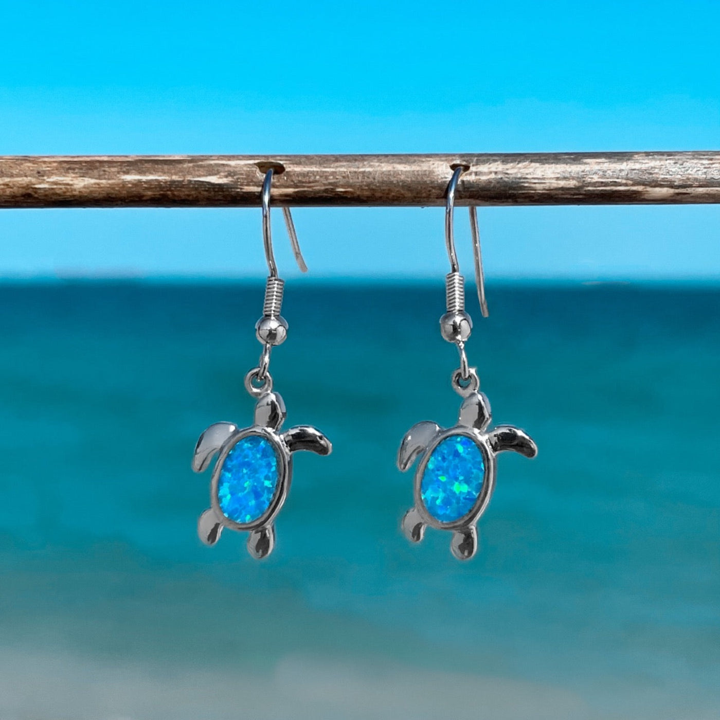 Cute Opal Sea Turtle Earrings