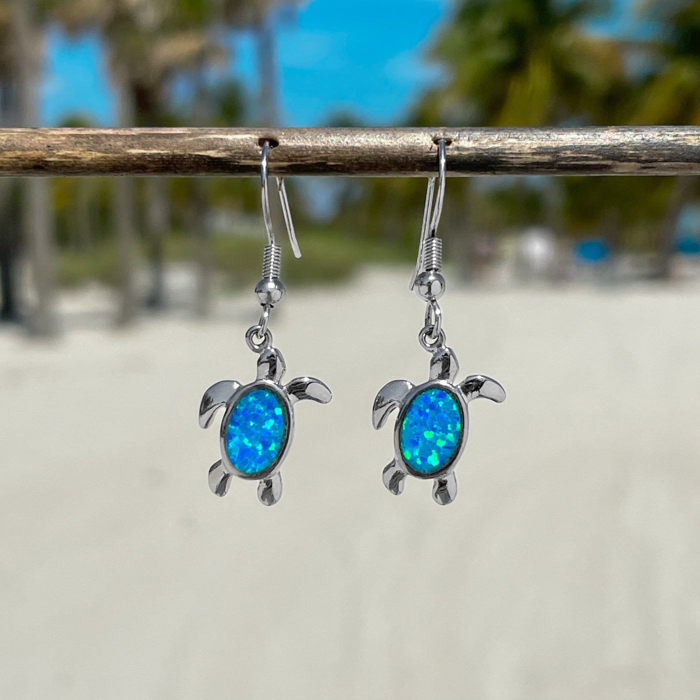 Cute Opal Sea Turtle Earrings