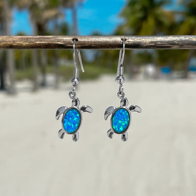 Cute Opal Sea Turtle Earrings