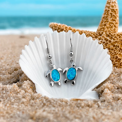 Cute Opal Sea Turtle Earrings