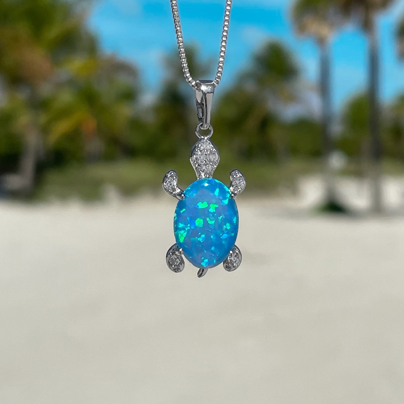 Cute Opal Sea Turtle Necklace