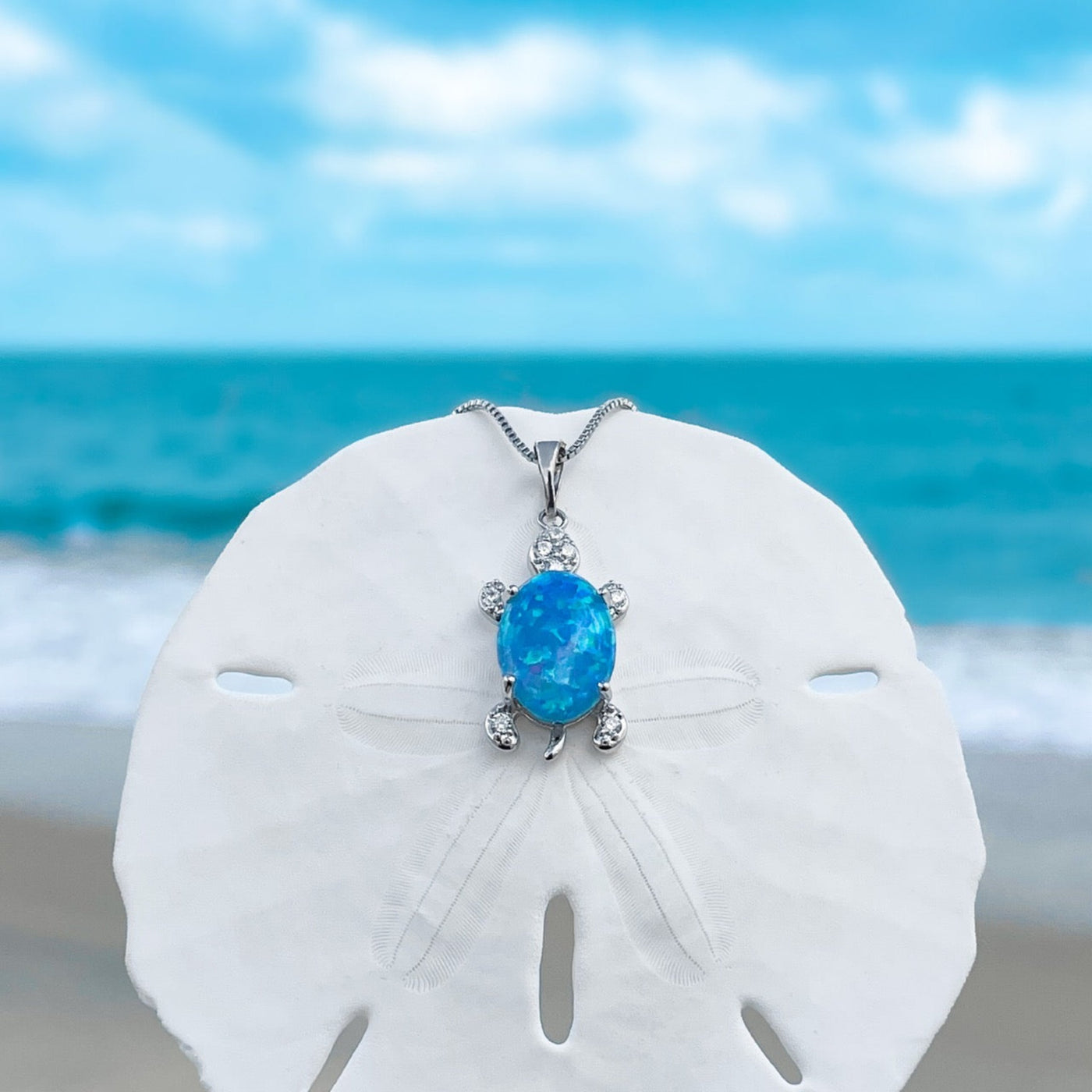 Cute Opal Sea Turtle Necklace