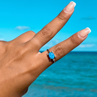 Cute Opal Sea Turtle Ring