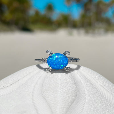 Cute Opal Sea Turtle Ring