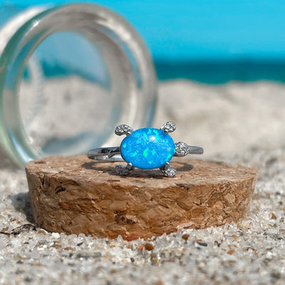 Cute Opal Sea Turtle Ring