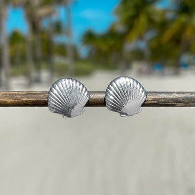 Dainty Fan Shell Stud Earrings