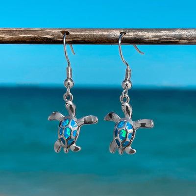 Dainty Opal Sea Turtle Earrings