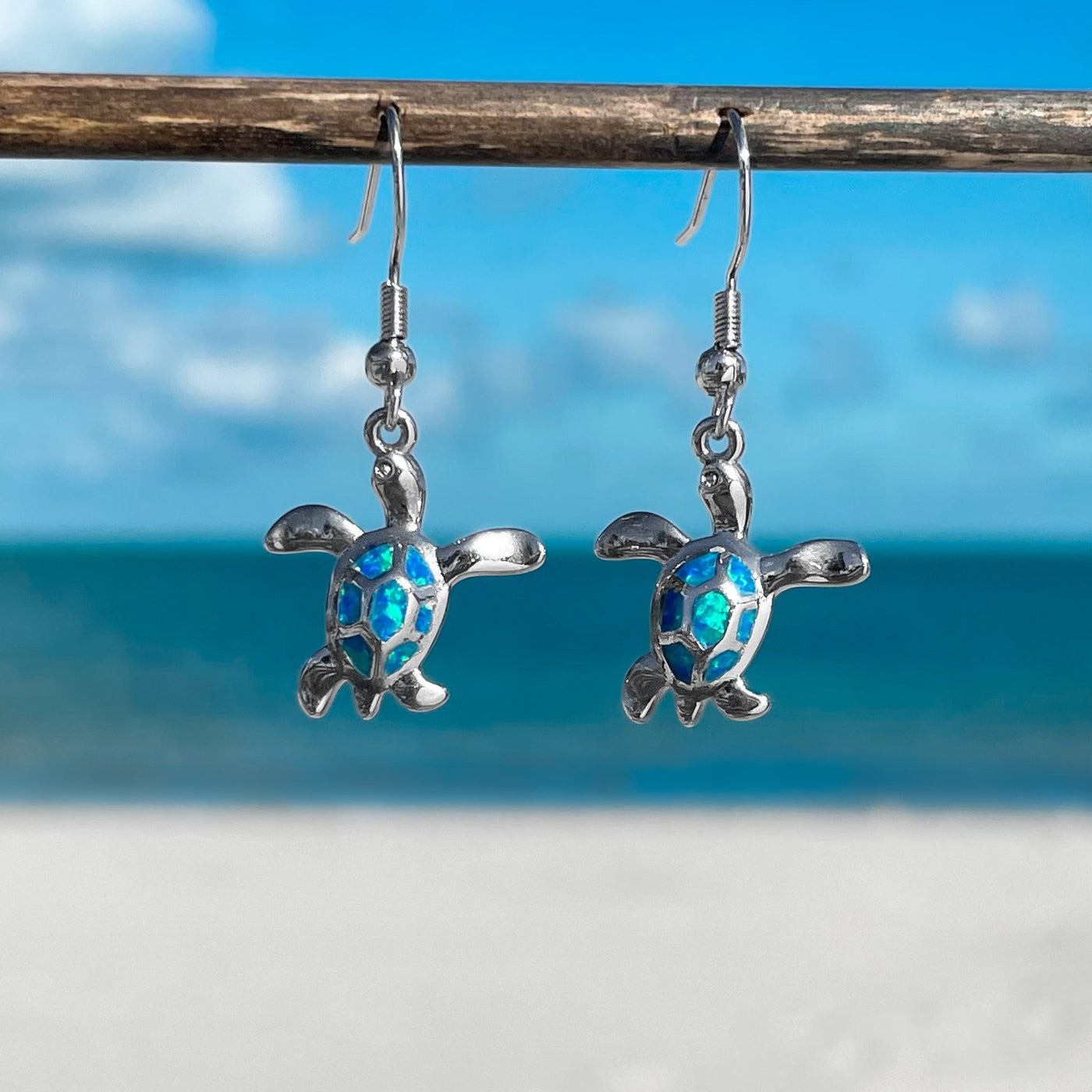 Dainty Opal Sea Turtle Earrings