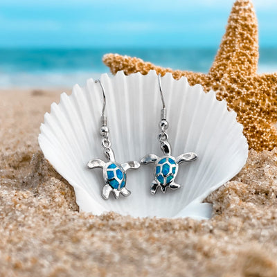 Dainty Opal Sea Turtle Earrings