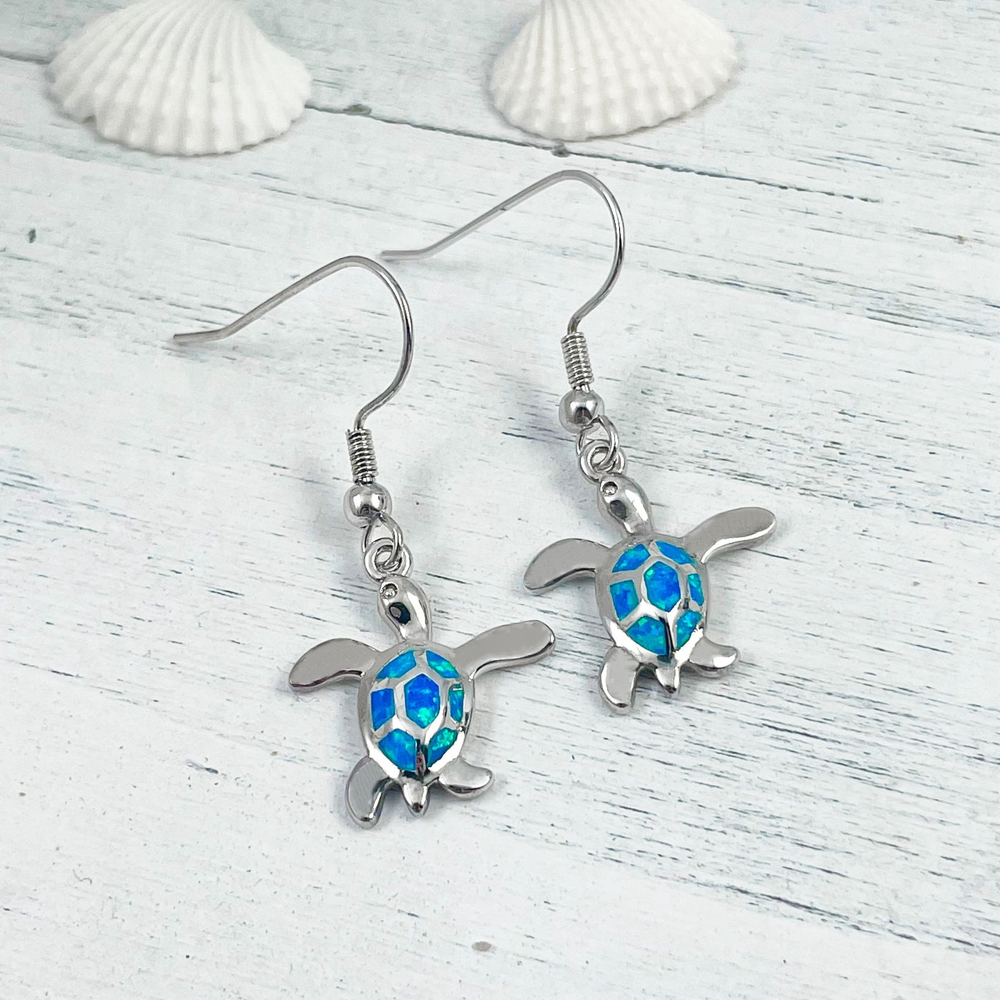 Dainty Opal Sea Turtle Earrings