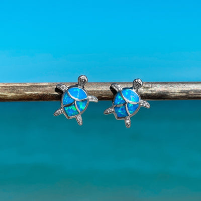 Dainty Opal Sea Turtle Stud Earrings