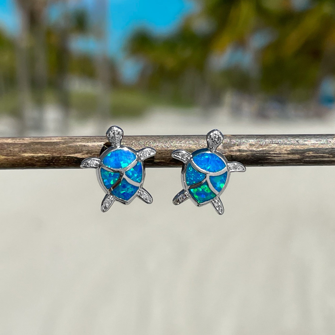 Dainty Opal Sea Turtle Stud Earrings