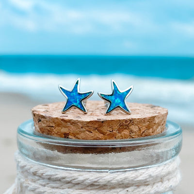 Dainty Opal Starfish Stud Earrings