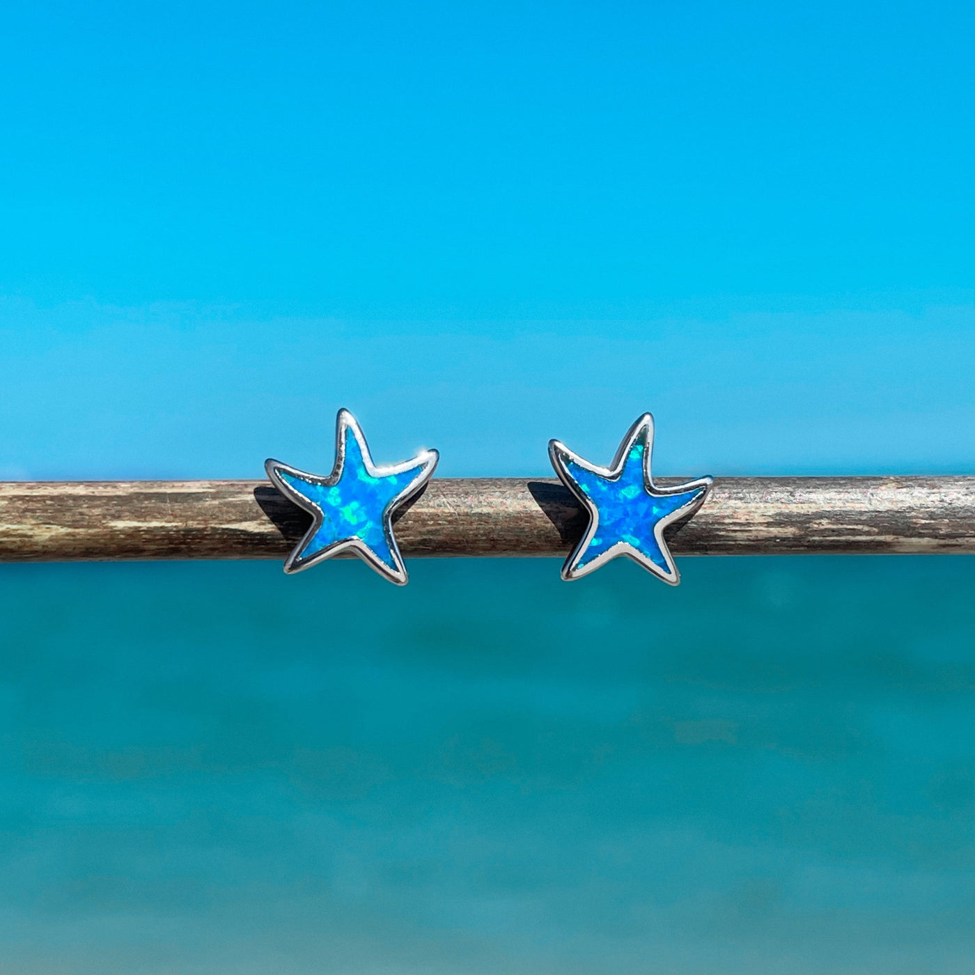 Dainty Opal Starfish Stud Earrings