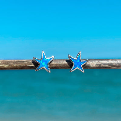 Dainty Opal Starfish Stud Earrings