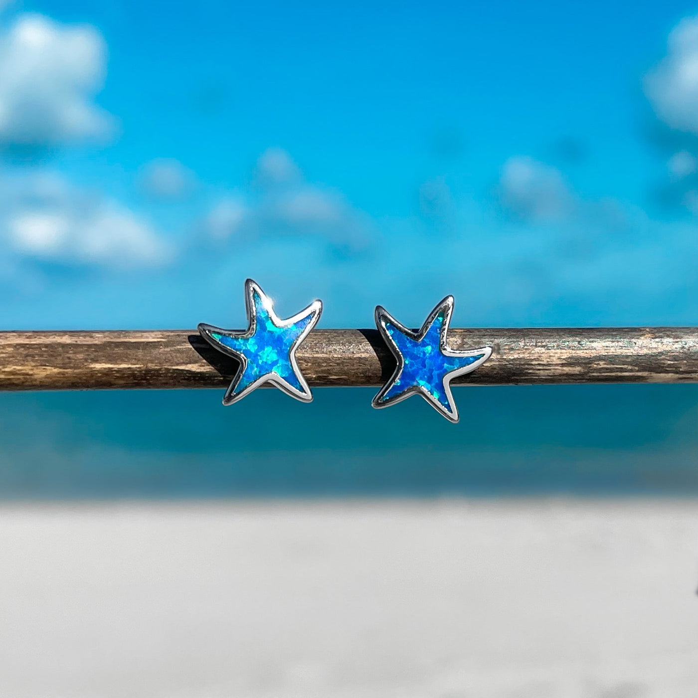 Dainty Opal Starfish Stud Earrings