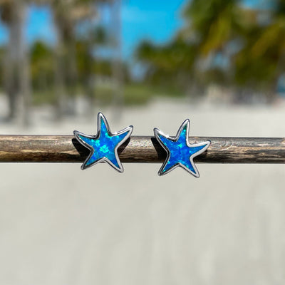 Dainty Opal Starfish Stud Earrings