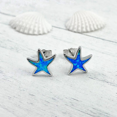 Dainty Opal Starfish Stud Earrings