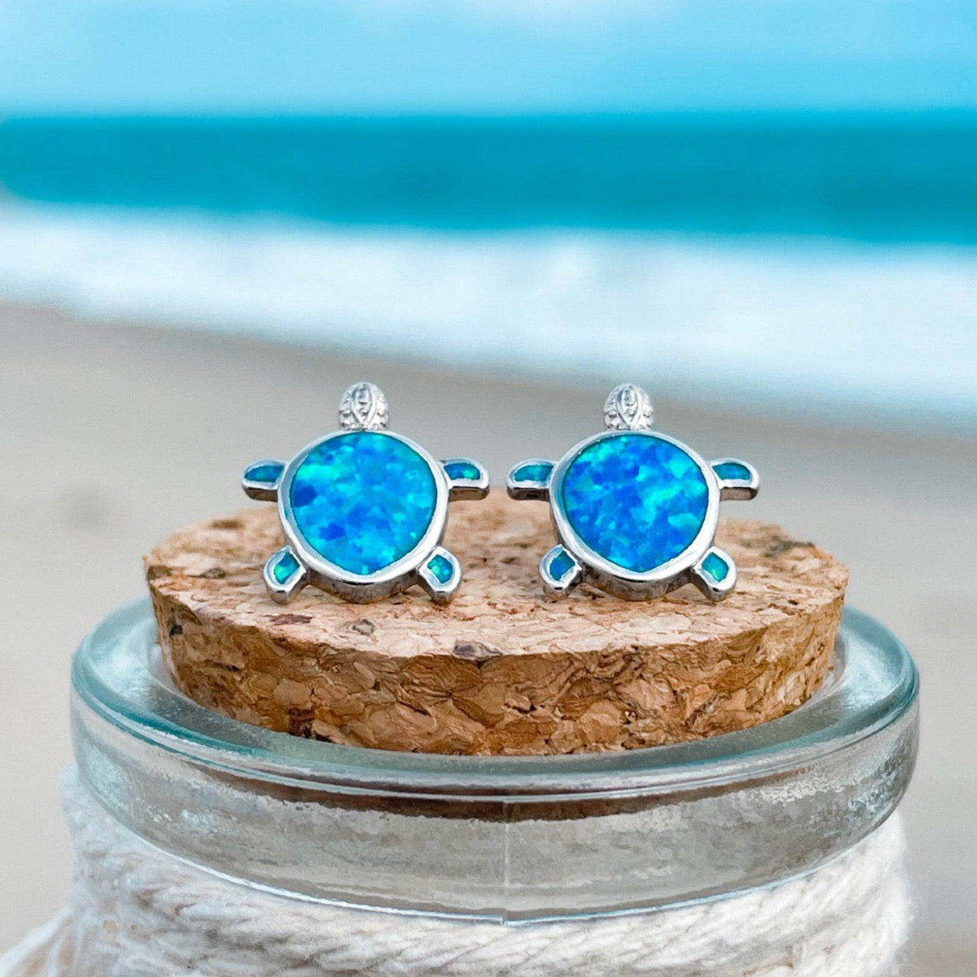 Dazzling Opal Sea Turtle Stud Earrings