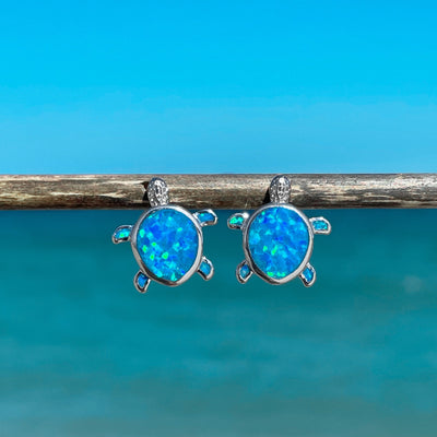 Dazzling Opal Sea Turtle Stud Earrings