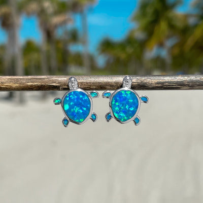 Dazzling Opal Sea Turtle Stud Earrings