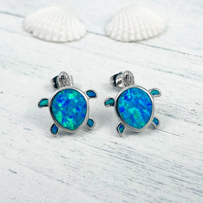 Dazzling Opal Sea Turtle Stud Earrings