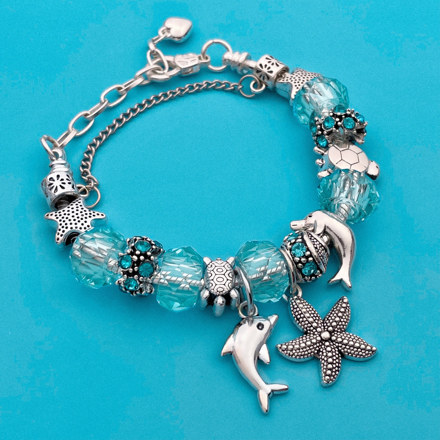 Dolphin and Starfish Charm Bracelet