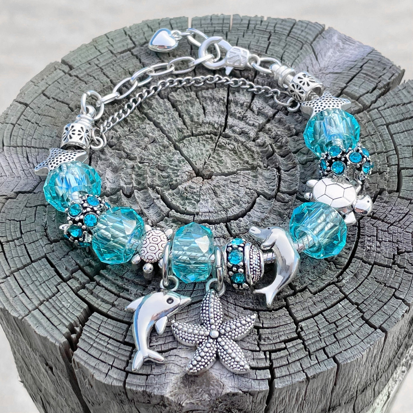 Dolphin and Starfish Charm Bracelet