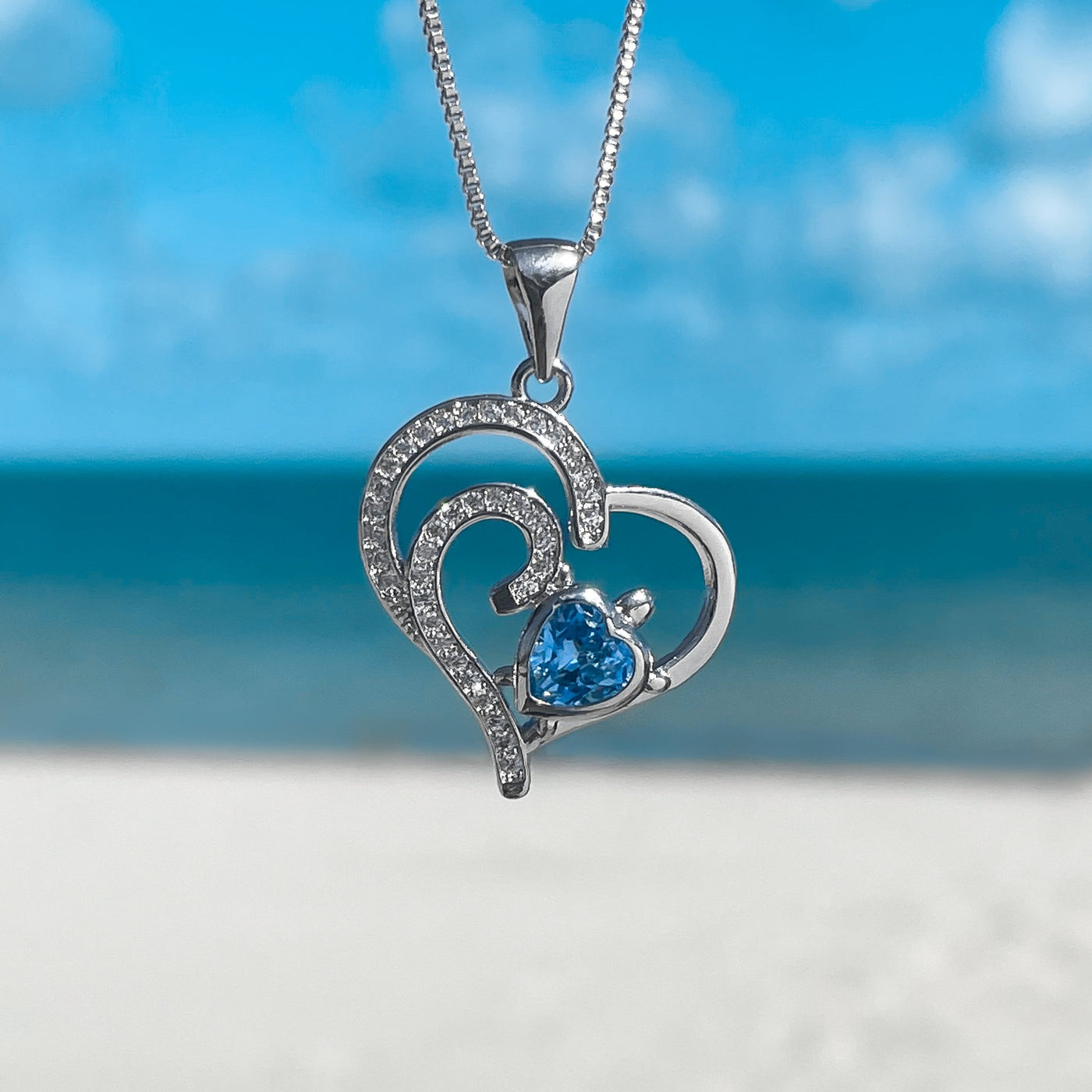 Double Heart Sea Turtle Love Necklace