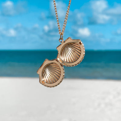 Fan Shell Locket Necklace